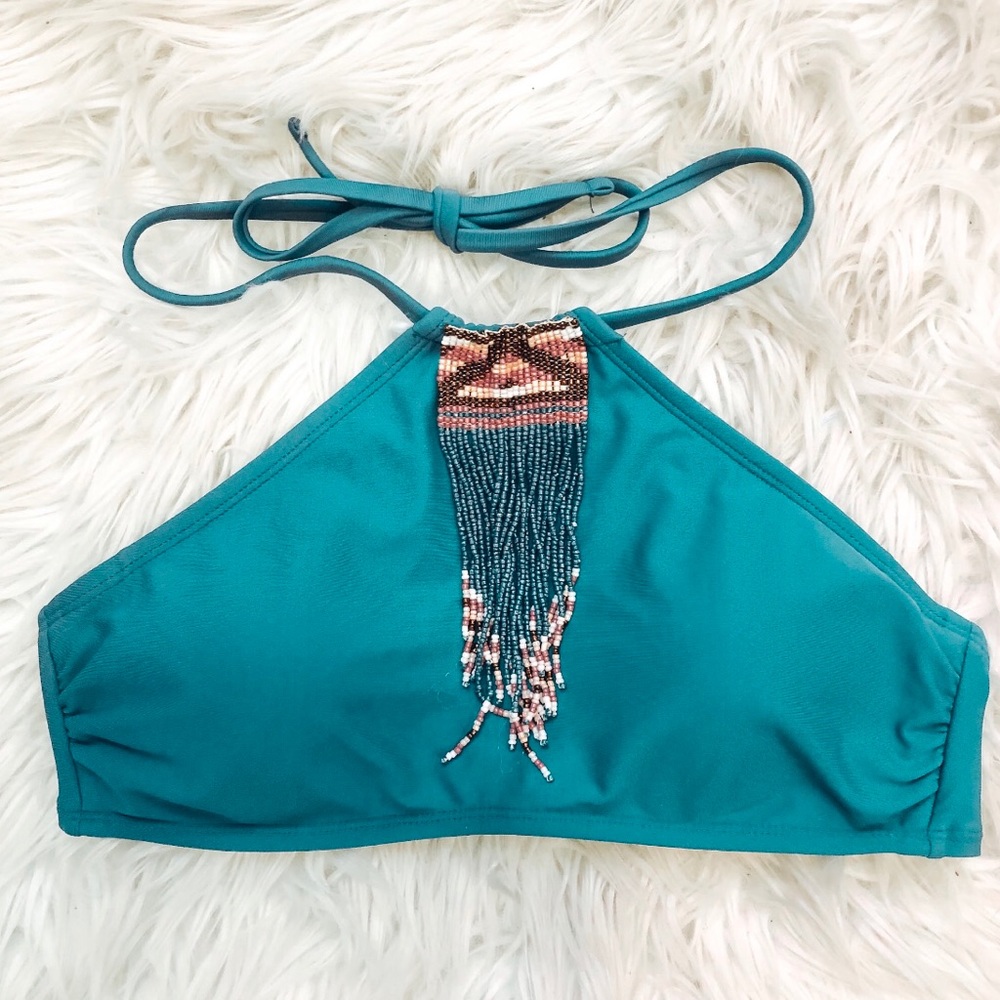 Gianni Bini High Neck Beaded Bikini Top